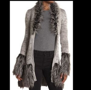 Vertigo faux fur open front cardigan #002